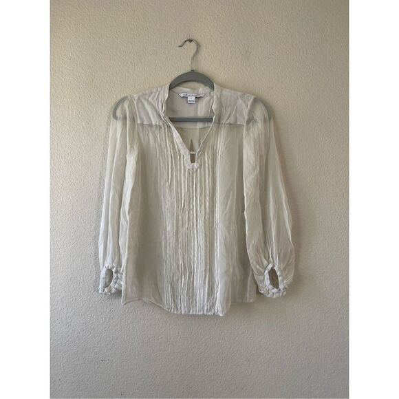 Diane von furstenburg 100% silk sheer‎ blouse size 0 - Picture 1 of 9